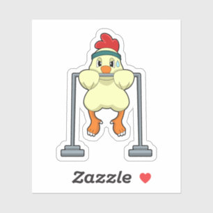 Chicken at Fitness Pull-ups Sticker
