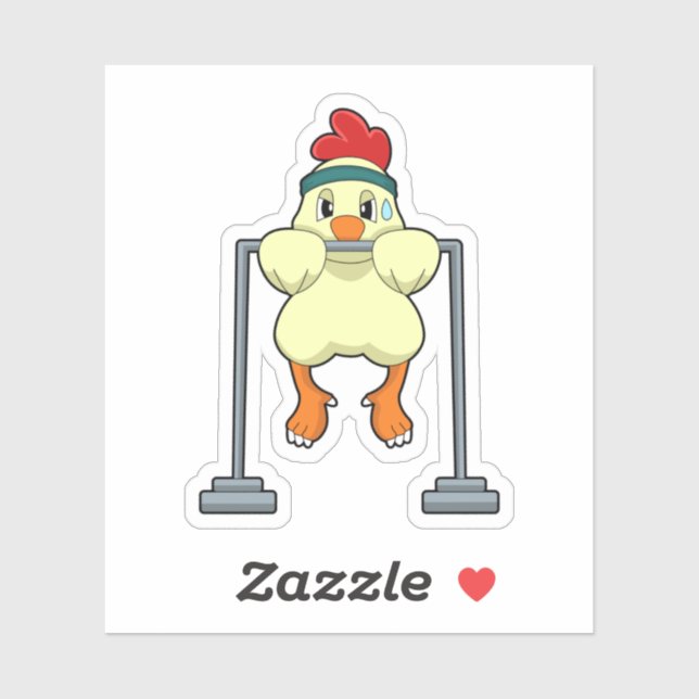 Chicken at Fitness Pull-ups Sticker (Sheet)