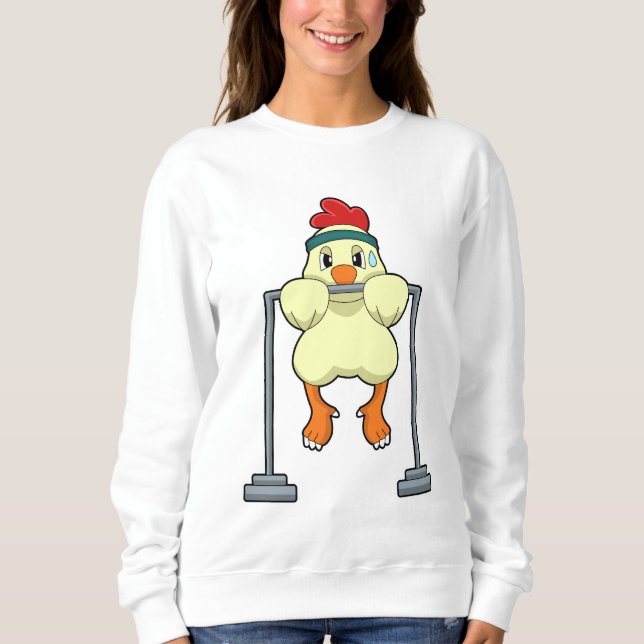 Chicken at Fitness Pull-ups Sweatshirt (Front)