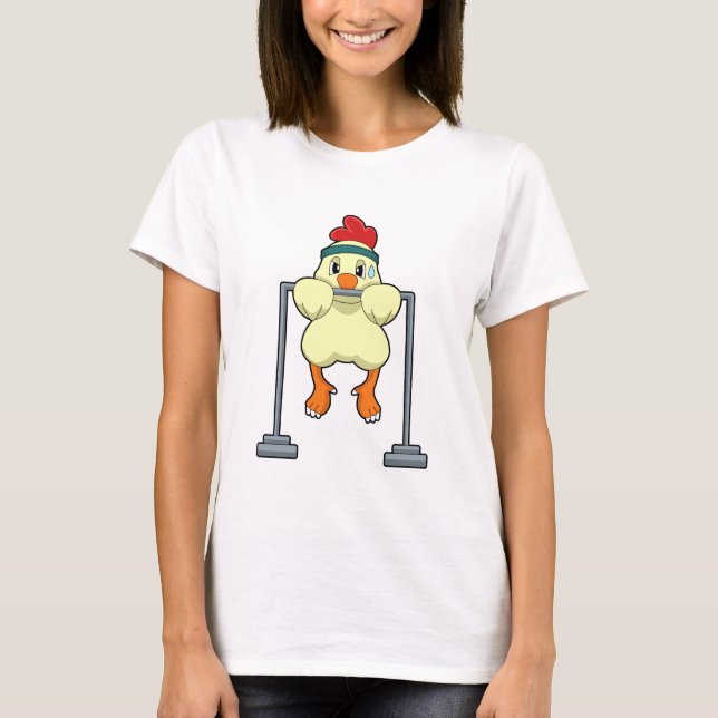 Chicken at Fitness Pull-ups T-Shirt (Front)