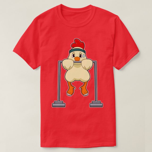 Chicken at Fitness Pullups T-Shirt (Design Front)