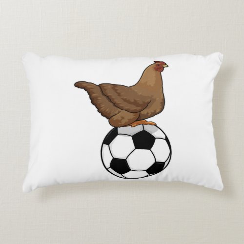 Chicken at Soccer Sports Accent Pillow