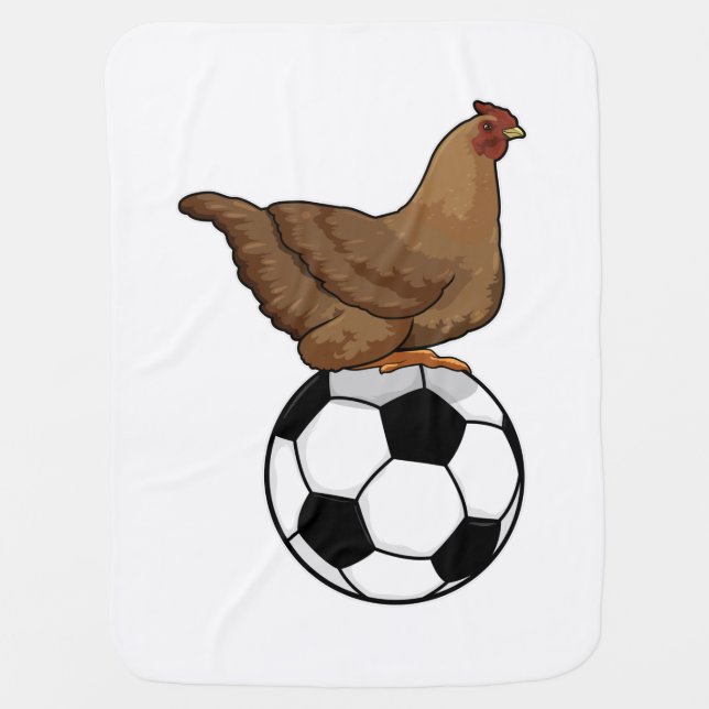 Chicken at Soccer Sports Baby Blanket (Front)
