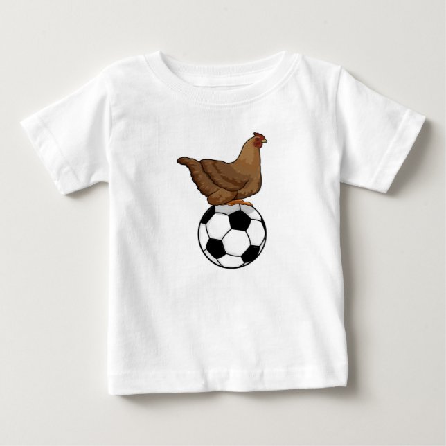 Chicken at Soccer Sports Baby T-Shirt (Front)