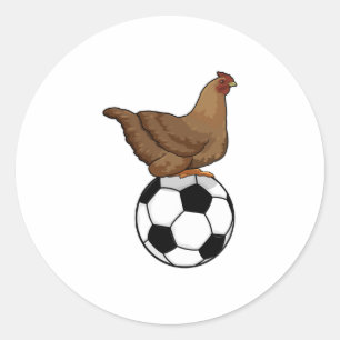 Chicken at Soccer Sports Classic Round Sticker