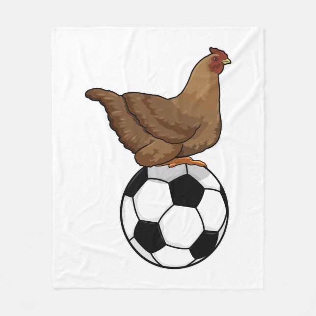 Chicken at Soccer Sports Fleece Blanket (Front)