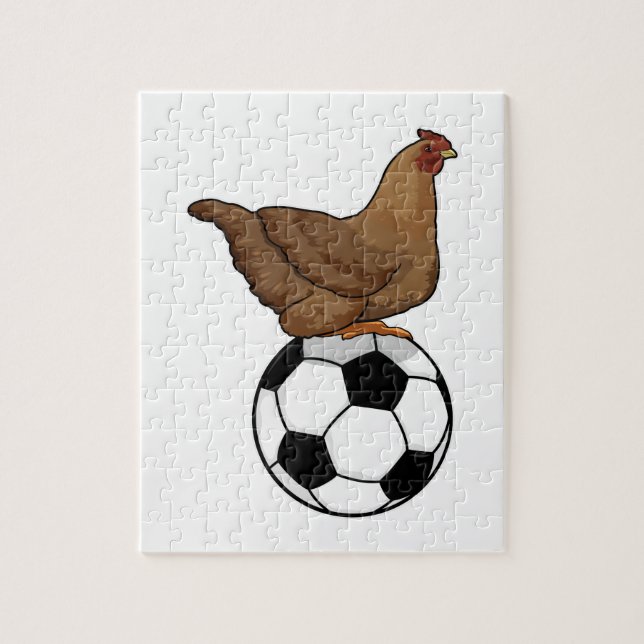 Chicken at Soccer Sports Jigsaw Puzzle (Vertical)