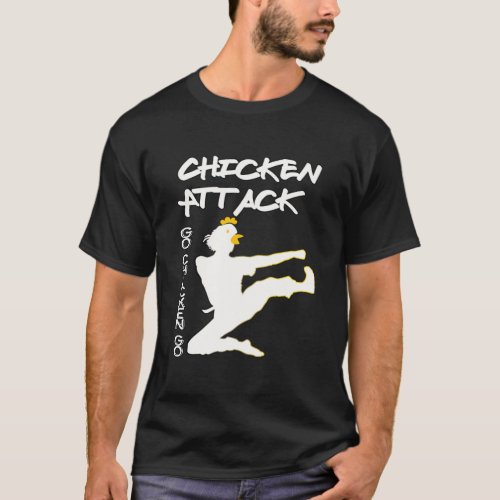 Chicken Attack Go Chicken Go White Ninja Meme T_Shirt