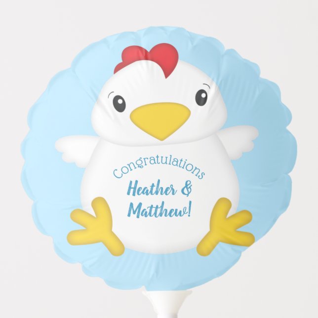 Chicken Baby Shower Blue Balloon (Front)