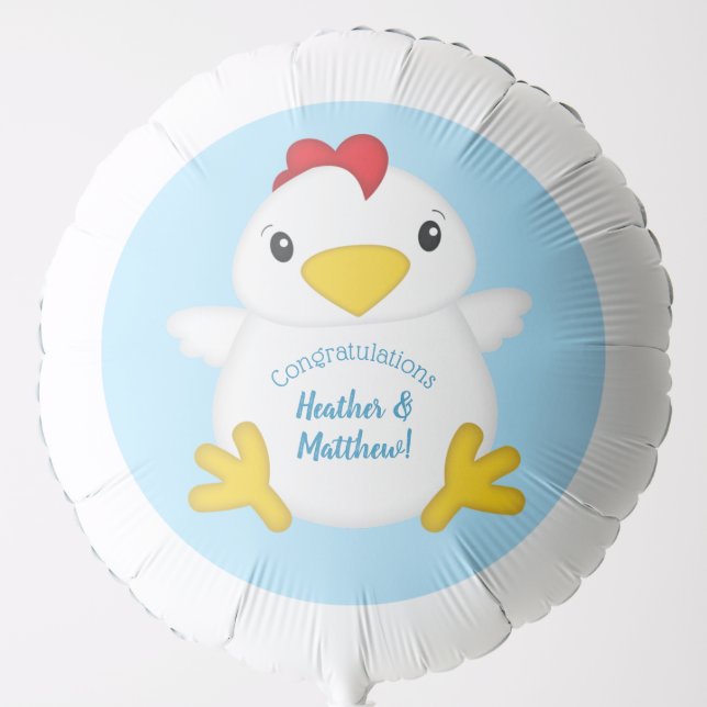 Chicken Baby Shower Blue Boy Balloon (Front)