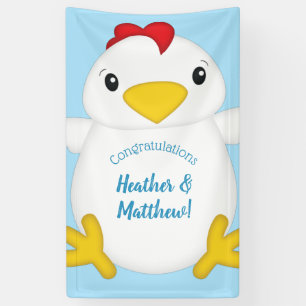 Chicken Baby Shower Blue Boy Banner