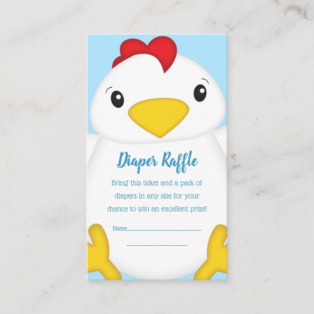 Chicken Baby Shower Blue Boy Enclosure Card (Front)