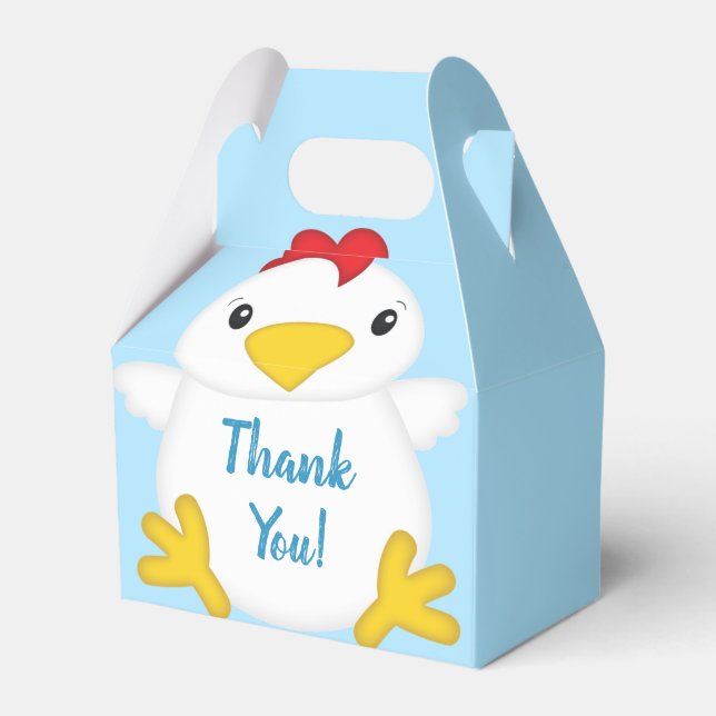 Chicken Baby Shower Blue Boy Favor Boxes (Front Side)