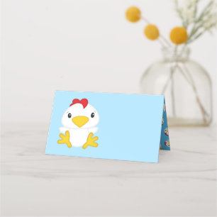Chicken Baby Shower Blue Boy Place Card