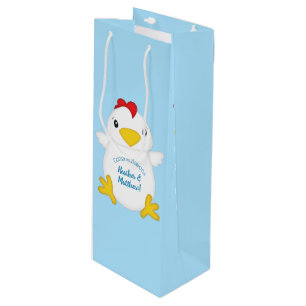 Chicken Baby Shower Blue Boy Wine Gift Bag