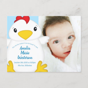 Chicken Baby Shower Blue Postcard