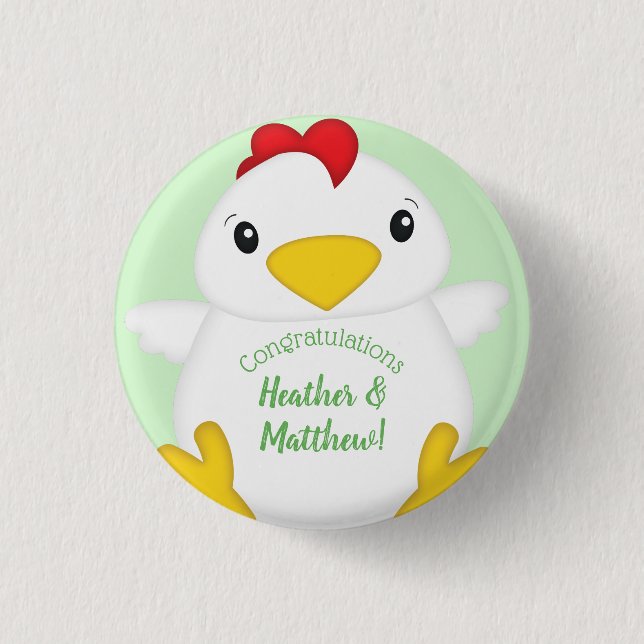 Chicken Baby Shower Farm Button (Front)