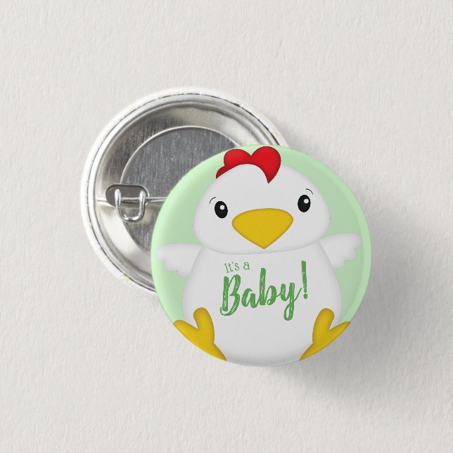 Chicken Baby Shower Farm Button (Front & Back)