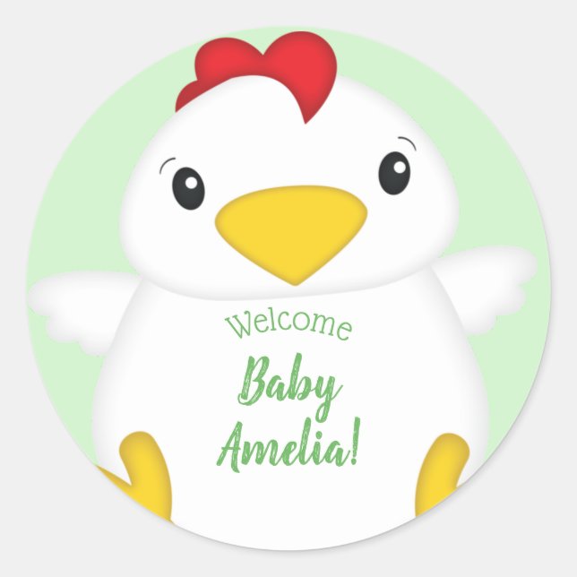 Chicken Baby Shower Farm Classic Round Sticker (Front)
