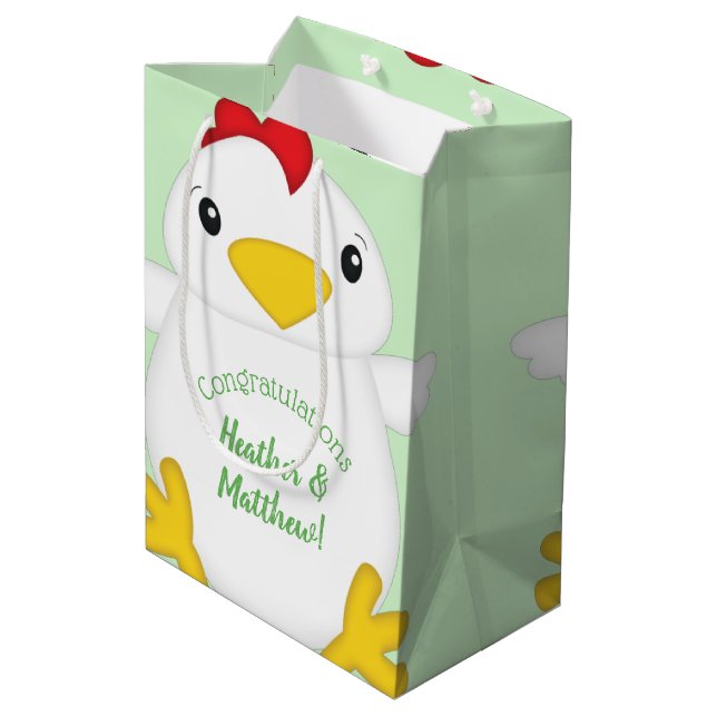 Chicken Baby Shower Farm Medium Gift Bag (Back Angled)