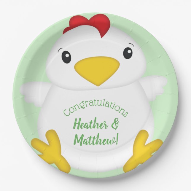 Chicken Baby Shower Farm Paper Plates (Front)