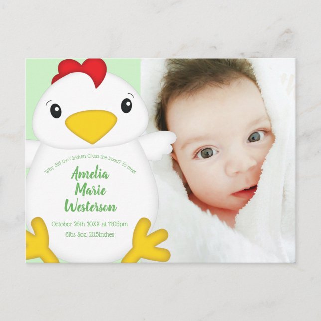 Chicken Baby Shower Farm Postcard (Front)