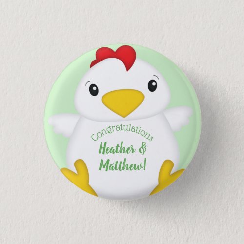 Chicken Baby Shower Green Button