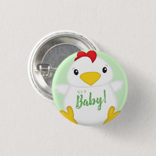 Chicken Baby Shower Green Button