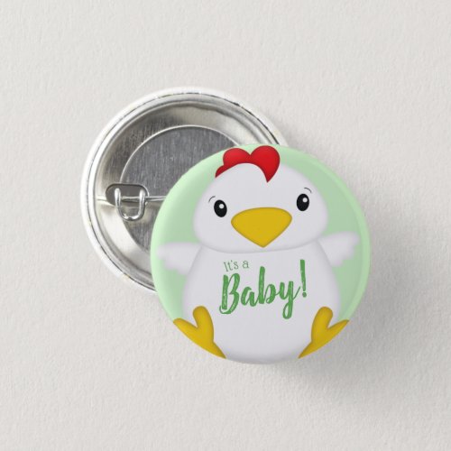 Chicken Baby Shower Green Button