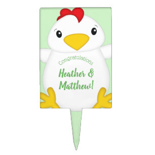 Chicken Baby Shower Green Cake Topper
