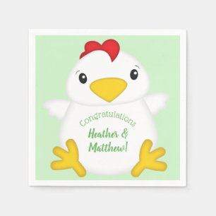 Chicken Baby Shower Green Napkins