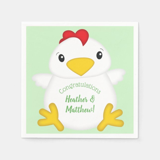 Chicken Baby Shower Green Napkins (Front)