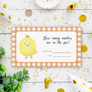 Chicken baby shower - guess how many candies  enclosure card