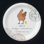 Chicken Baby Shower Paper Plates<br><div class="desc">Hen and baby chick baby shower welcome with boho designs at corners.</div>
