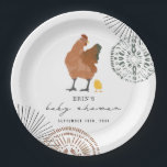 Chicken Baby Shower Paper Plates<br><div class="desc">Hen and baby chick baby shower welcome with boho designs at corners.</div>
