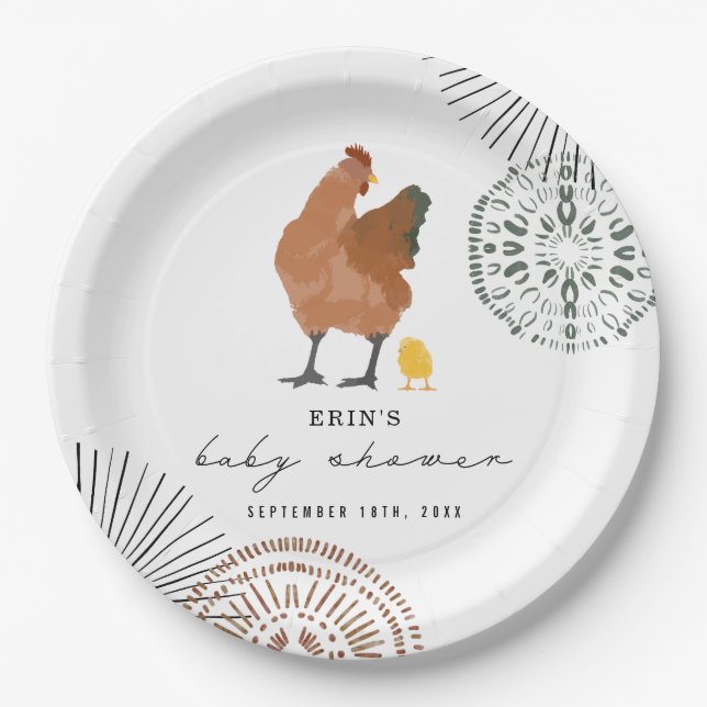 Chicken Baby Shower Paper Plates (Front)
