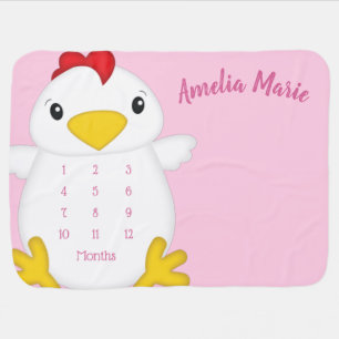 Chicken Baby Shower Pink Farm Blanket