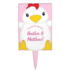 Chicken Baby Shower Pink Farm Cake Topper