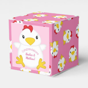 Chicken Baby Shower Pink Farm Favor Boxes