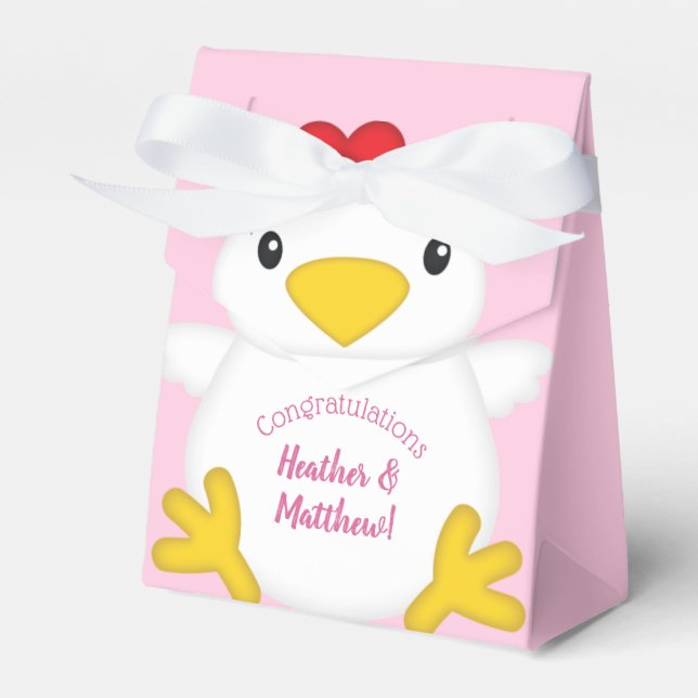 Chicken Baby Shower Pink Farm Favor Boxes (Front Side)