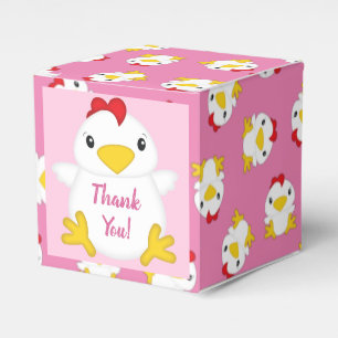 Chicken Baby Shower Pink Farm Favor Boxes
