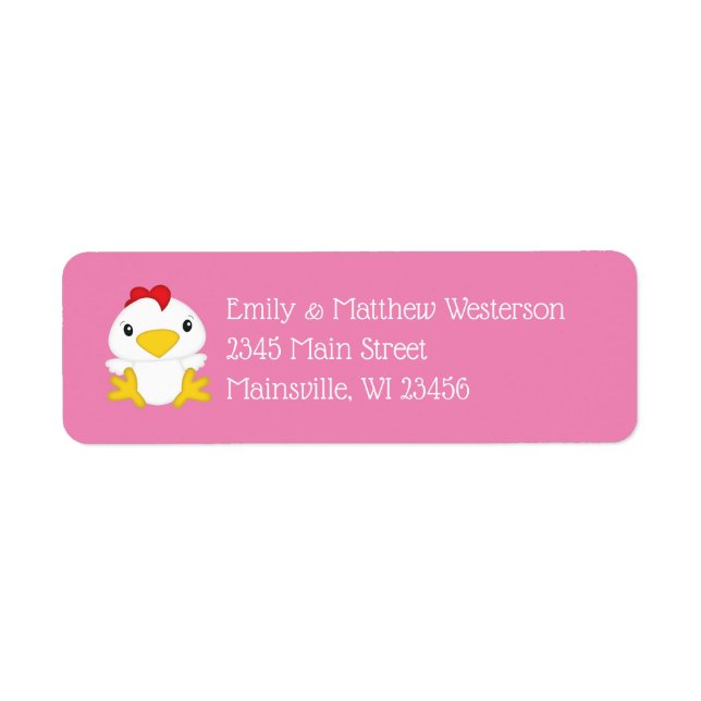 Chicken Baby Shower Pink Farm Label (Front)
