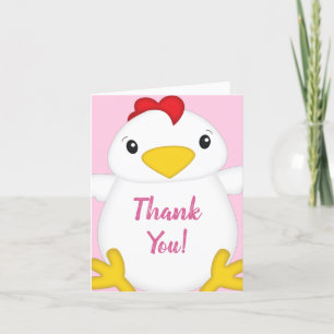 Chicken Baby Shower Pink Farm Letterpress Thank You Card