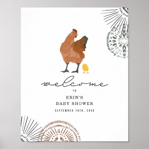 Chicken Baby Shower Welcome 8x10 Poster
