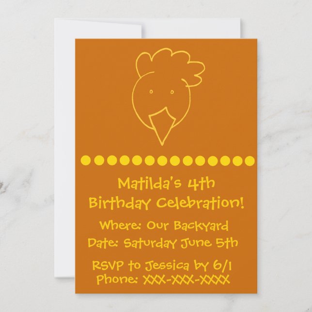 Chicken Backyard Birthday Party Invitation (Front)