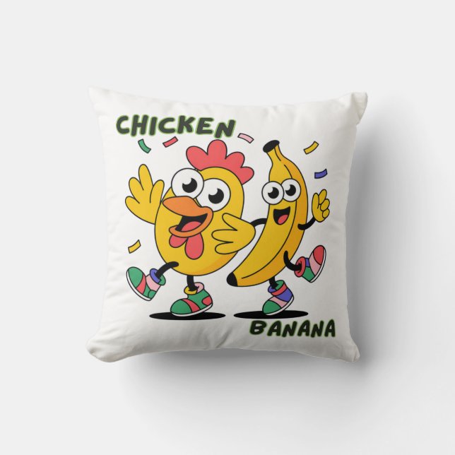 CHICKEN BANANA DANCE THROW PILLOW (Front)