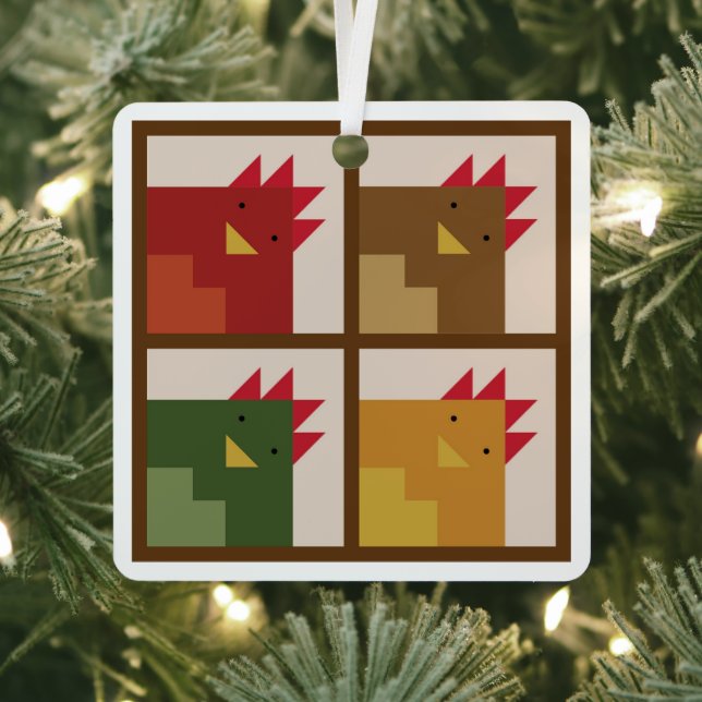 Chicken Barn Quilt Metal Ornament (Insitu)