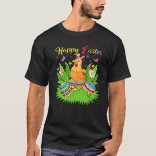 Chicken Bird Lover Floral Easter Egg Funny Chicken T-Shirt