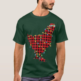 Chicken Bird Xmas Lights Red Buffalo Plaid Chicken T-Shirt