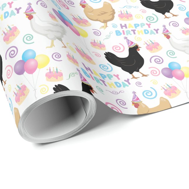 Chicken Birthday Gift Wrapping Paper (Roll Corner)
